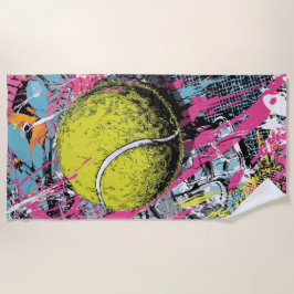 Toalha De Praia Tennis Ball Pop Art Splash Illustration
