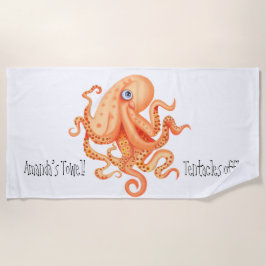 Toalha De Praia Tentáculos personalizados de polvo laranja fofo