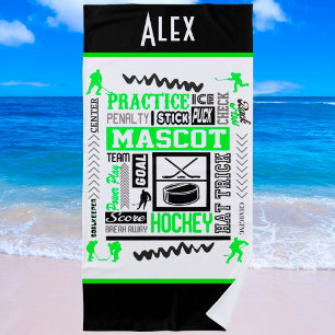 Toalha De Praia Terminologia de Hockey para Meninos Personalizada