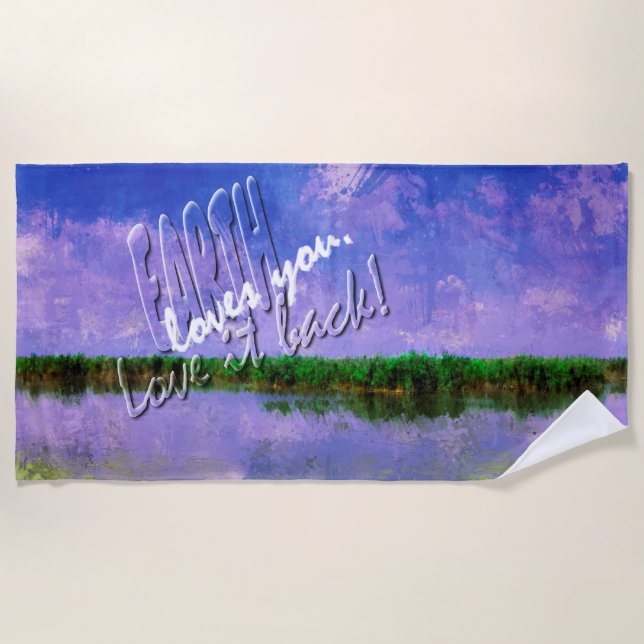 Toalha De Praia Terra Nosso Céu Azul de Verão Doméstico e Água (Frente)