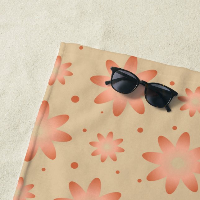 Toalha De Praia Terracota laranja e bege areia delicada margarida (In Situ)