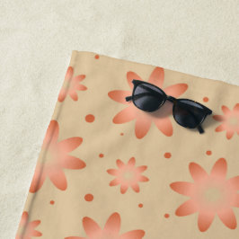 Toalha De Praia Terracotta laranja e areia bege delicada margarida