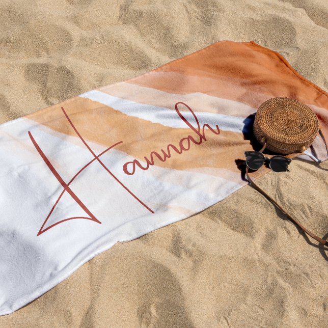 Toalha De Praia Terracotta | Monograma da areia de Ombre Beach (Criador carregado)