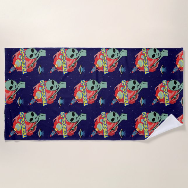 Toalha De Praia terricolas - medo alienígena dos humanos (Frente)
