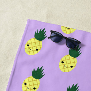 Toalha De Praia Teste padrão adorável do abacaxi de Kawaii