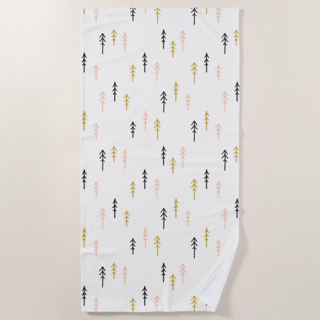 Toalha De Praia Teste padrão da floresta da árvore de Natal (Frente)