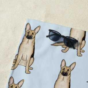 Toalha De Praia Teste padrão dos cães de german shepherd de Tan