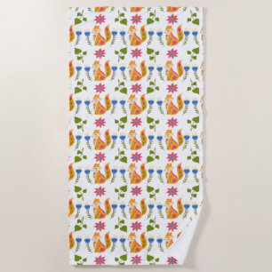 Toalha De Praia Teste padrão floral Foxy Pastel bonito