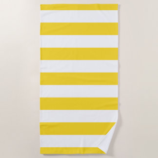 Toalha De Praia Teste padrão listrado branco amarelo brilhante