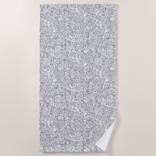 Toalha De Praia Teste padrão médico de B&W (Frente)