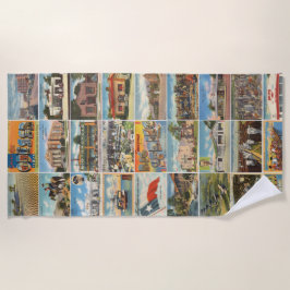 Toalha De Praia Texas Antique Postcard Beach Towel