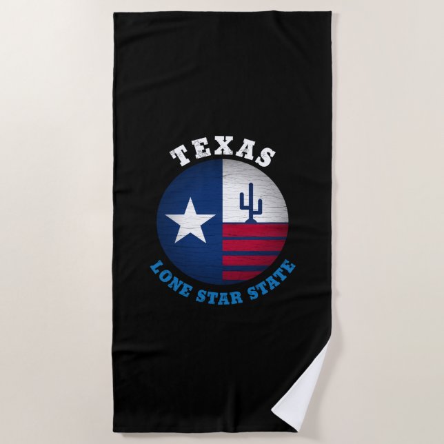 TOALHA DE PRAIA TEXAS, PLACA DE BANDEIRA DE ESTADO ÚNICO (Frente)