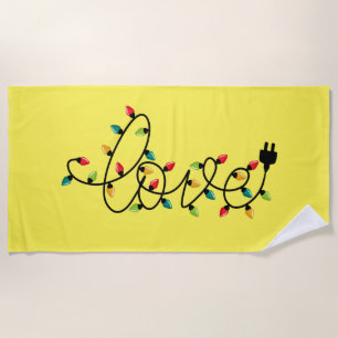 Toalha De Praia Texto de Amor das Luzes Coloridas do Natal- 45872