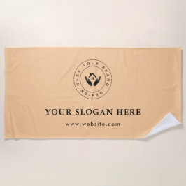 Toalha De Praia &Texto personalizado mínimo simples do logotipo da