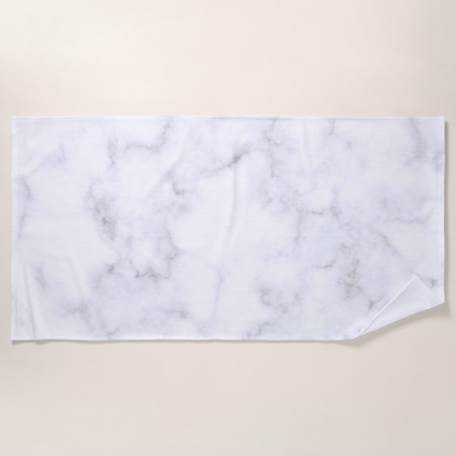 Toalha De Praia Textura branca de mármore (Frente)