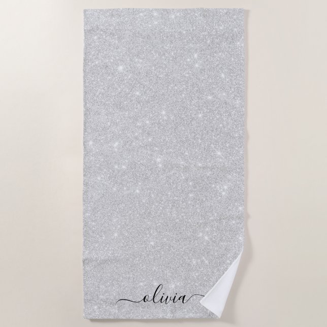 Toalha De Praia Textura Brilhante Branca de Têxtil (Frente)