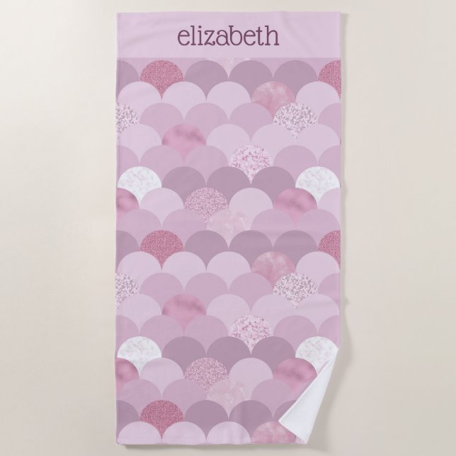 Toalha De Praia Textura circular roxa rosa (Frente)