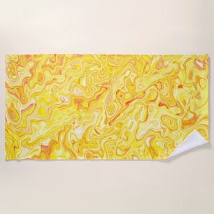 Toalha De Praia Textura de mármore amarelo limão mel Abstrato Líqu