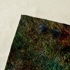 Toalha De Praia Textura de parede esmerilada, em cor verde e coral