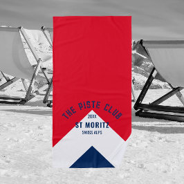 Toalha De Praia The Piste Club Vermelho Navy Pico Personalizado Es