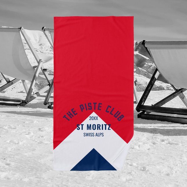 Toalha De Praia The Piste Club Vermelho Navy Pico Personalizado Es (Criador carregado)
