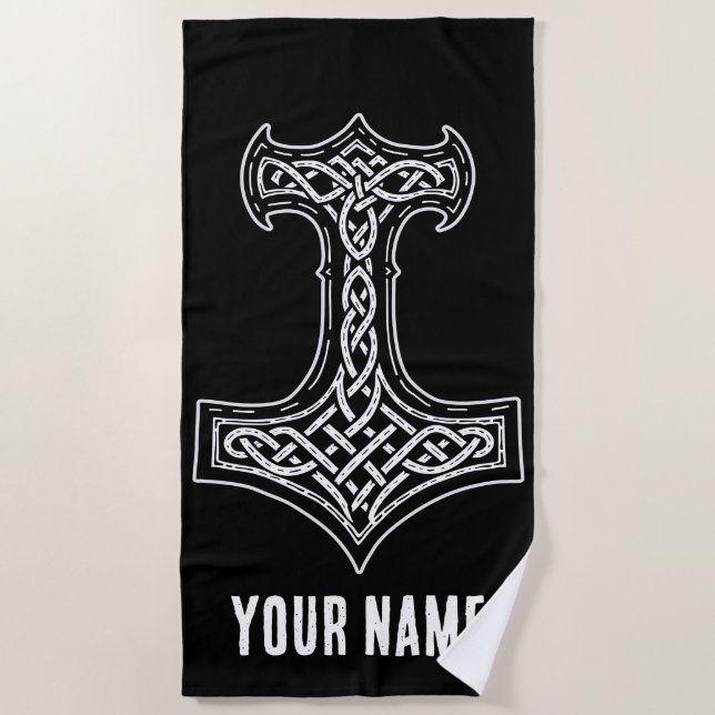 Toalha De Praia Thor Hammer Mjolnir Knot (Frente)
