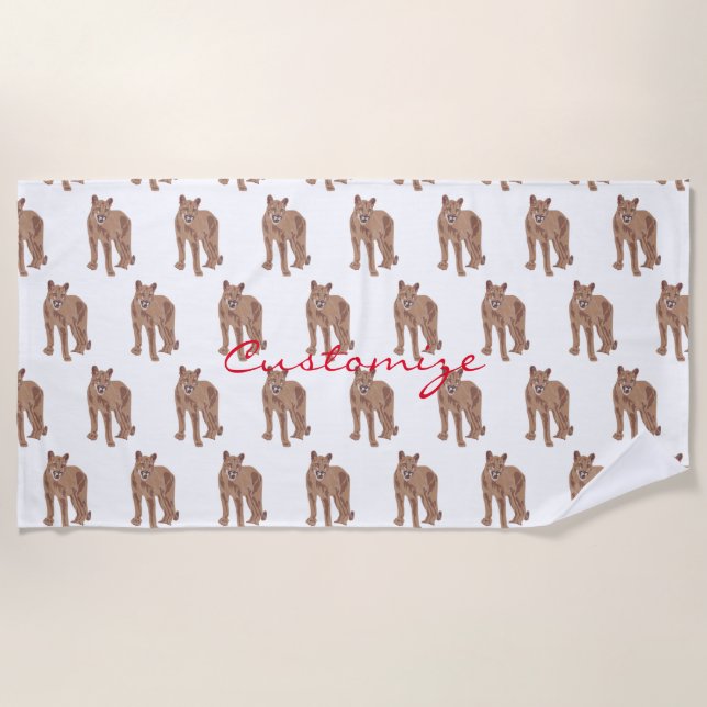 Toalha De Praia Thunder_Cove do Leão de Montanha Cougar Puma (Frente)