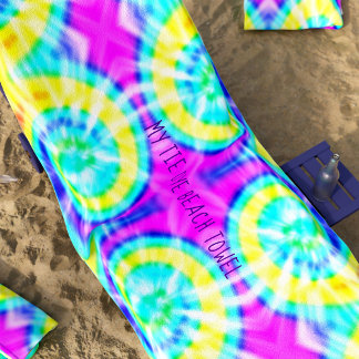 Toalha De Praia Tie Dye Trippy Hippie Groovy Custom Beach Towel