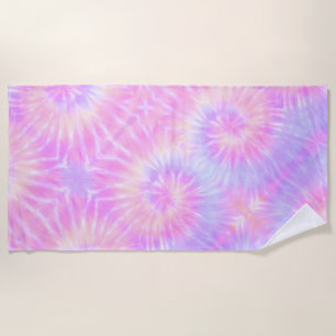 Toalha De Praia Tiedye Pastel Rainbow Spiral Hippie Tie Dye