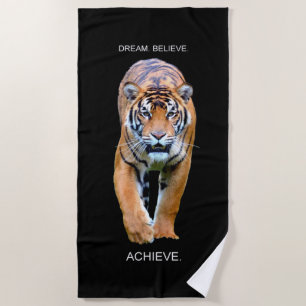 Toalha De Praia Tiger Dream Acredita Em Obter Cotações Motivaciona