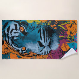 Toalha De Praia Tiger Graffiti Pop Art Wildlife