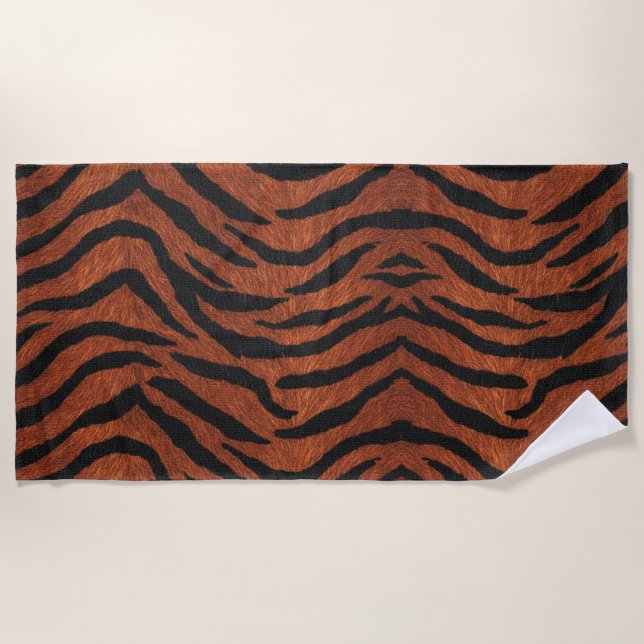 Toalha De Praia Tiger Stripe Wild Pattern (Frente)
