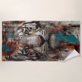 Toalha De Praia Tiger Urban Street Art Portrait
