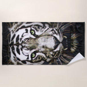 Toalha De Praia Tigre Branco de Vidro Estreito