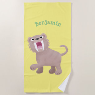 Toalha De Praia Tigre de Dente de Sabre Smilodon Desenho Animado F