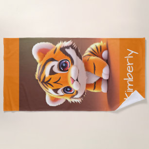 Toalha De Praia Tigre para bebê adorável personalizado