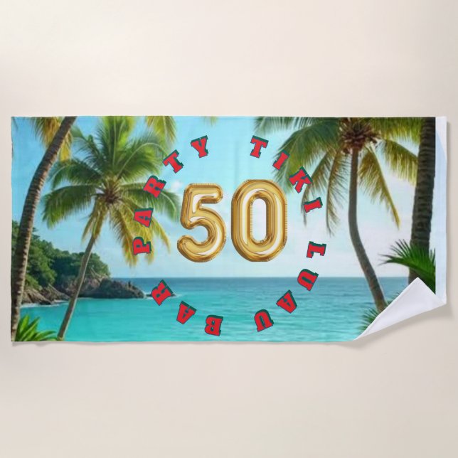 Toalha De Praia tiki luau tropical island beach  (Frente)