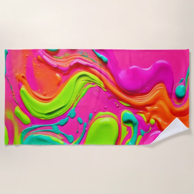 Toalha De Praia Tinta líquida vibrante (Frente)