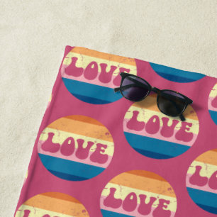 Toalha De Praia Tipografia Do Amor Com Vintage Sunset Strips