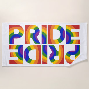 Toalha De Praia Tipografia Geométrica do Arco-Íris de PRIDE