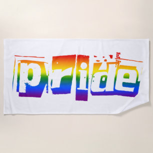 Toalha De Praia Tipografia LGBTQ da bandeira do arco-íris do