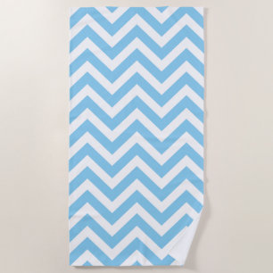 Toalha De Praia Tiras de fêmur de tamanho grande, azuis e brancas