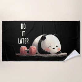Toalha De Praia Tired Panda Gym – Cute Funny Workout Art