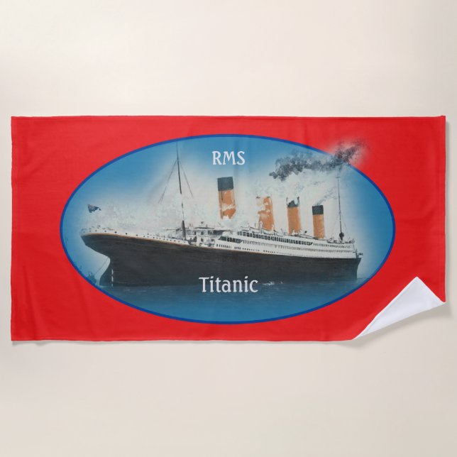 Toalha De Praia Titanic Red Maritime White Star Line Ship  (Frente)