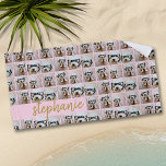 Toalha De Praia Todos Os Mais De 6 Fotografias Colagem Cor-de-Rosa<br><div class="desc">Adicione 6 fotos e ela será duplicada em toda a toalha de praia. Um moderno bar cor-de-rosa com caligrafia acrescenta uma reviravolta moderna à rede fotográfica. Use até seis fotos de telefone quadradas ou selfie para criar um presente exclusivo e pessoal. Para obter melhores resultados, recorte suas fotos em quadrados...</div>