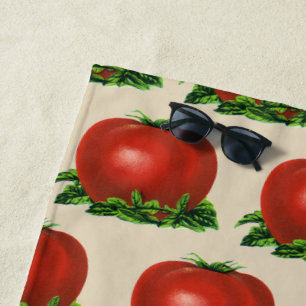 Toalha De Praia Tomate Vermelho Maduro Vintage, Legumes e Frutas