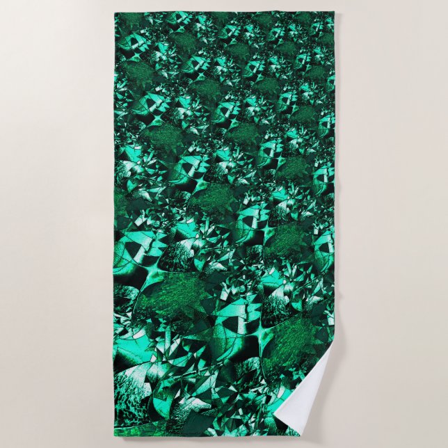 Toalha De Praia Tons verdes brilhantes e semelhantes a gravuras (Frente)