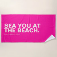 Toque de praia de slogan personalizado rosa