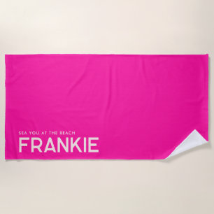 Toalha De Praia Toque de praia de slogan personalizado rosa