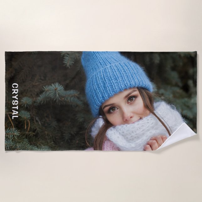 Toalha De Praia Toque personalizado de praia com foto personalizad (Frente)